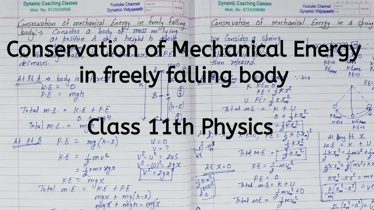 Conservation of Mechanical Energy in freely falling body | Chapter 5 | Work Energy and Power | 11
