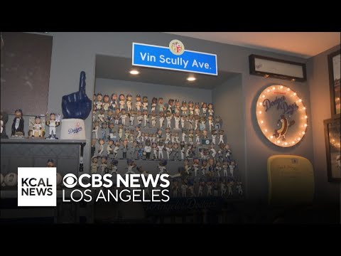 Super fan shows off his collection of Dodger memorabilia