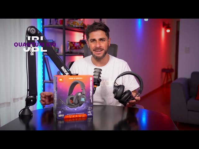 Vídeo relacionado con JBL Quantum 360 Auriculares inalámbricos circumaurales para gaming, conexión inalámbrica dual de 2,4 GHz y Bluetooth, JBL QuantumSURROUND Signature, batería de 22 h, micrófono desmontable, negro