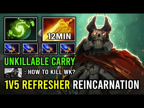 WTF 12Min Radiance 1v5 Run At Them Refresher Reincarnation Wraith King Dota 2