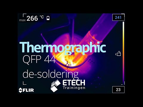 Thermographic temperature measurement of a QFP (desoldering)