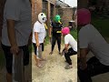 Wear the blind mask on face and hit the people challenge//Screaming chicken blindfolded challenge!!