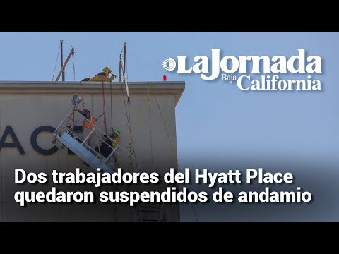 Dos trabajadores del Hyatt Place quedaron suspendidos de andamio