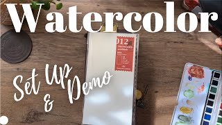 Cherry Blossom Painting | Watercolor Set Up In Travelers Notebook