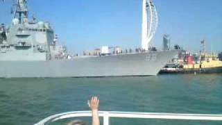preview picture of video 'USS Forrest Sherman (DDG-98) leaving Portsmouth UK 22/04/11'