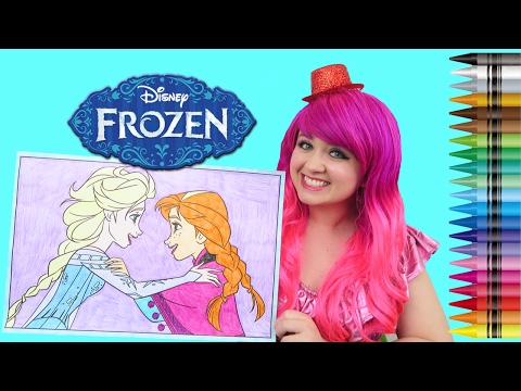 Coloring Anna & Elsa Frozen GIANT Coloring Book Crayola Crayons | COLORING WITH KiMMi THE CLOWN Video