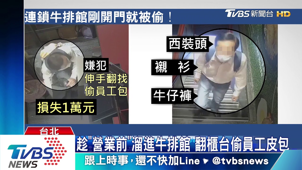 鐵門開一半!賊闖孫東寶牛排館 行竊萬元