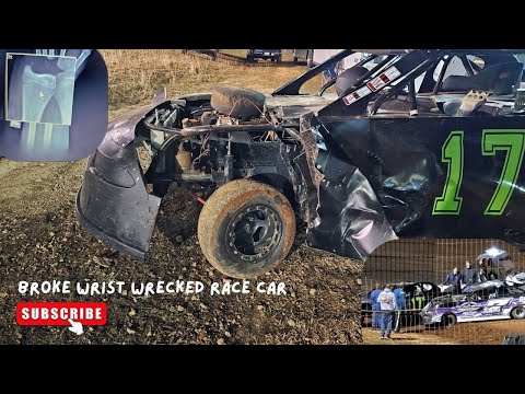 Riley Miller wound up with a broken wrist and a wrecked race car Easter Sunday at TNR