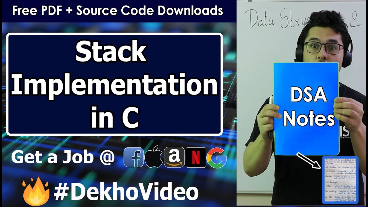 Video thumbnail for C Code For Implementing Stack Using Array in Data Structures