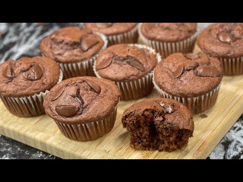 The famous EXTRA SOFT double chocolate muffins 🍫 Super Fast!