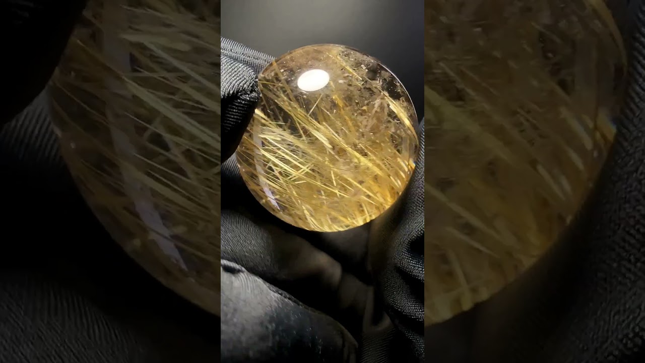 [高品質]ブラジル産タイチンルチルクォーツ丸玉/スフィア（球体直径36.2mm）★現品動画あり-slide-youtube