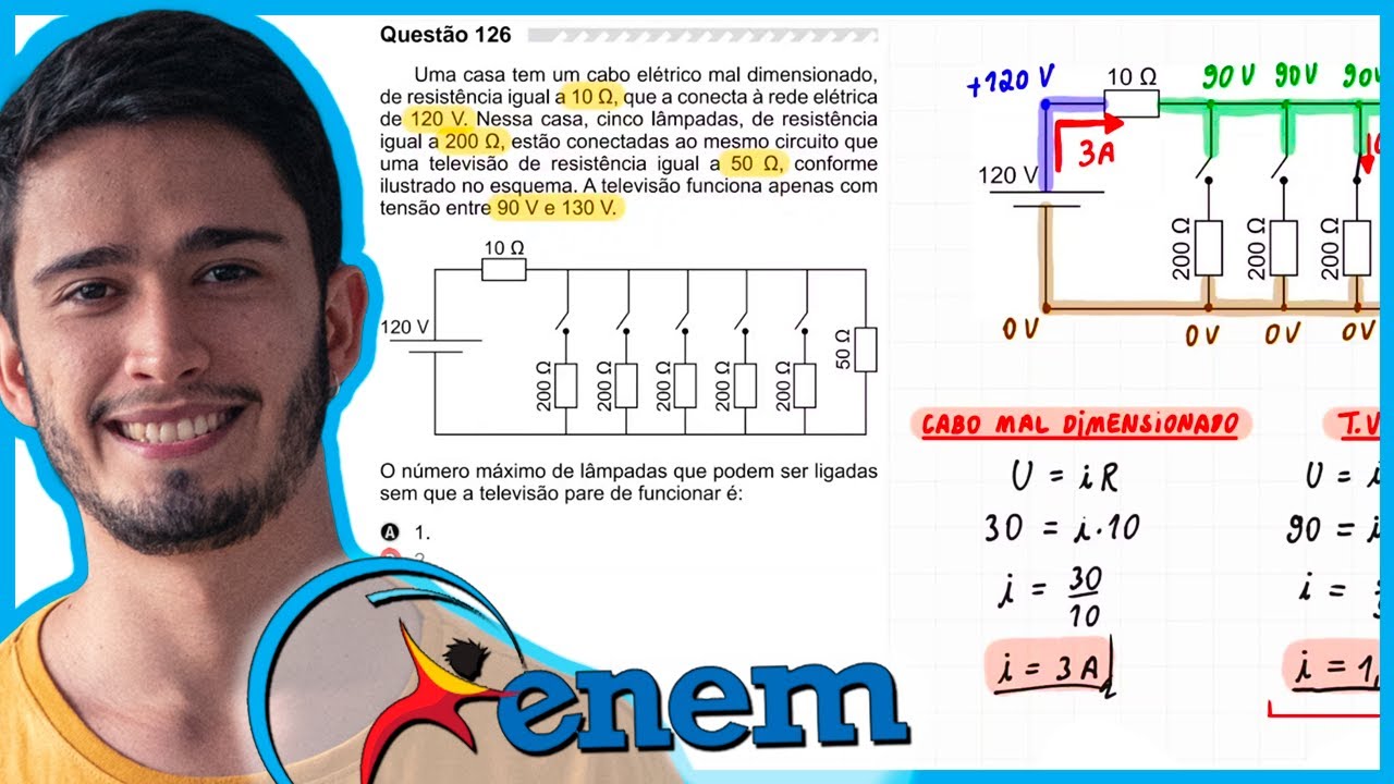 ENEM 2019 - Uma casa tem um cabo elétrico mal dimensionado, de resistência igual a 10 Ω, que a conec