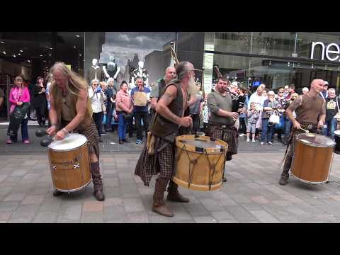 Clanadonia perform Last of the Mohicans in Perth City centre during Medieval Fayre Aug 2017