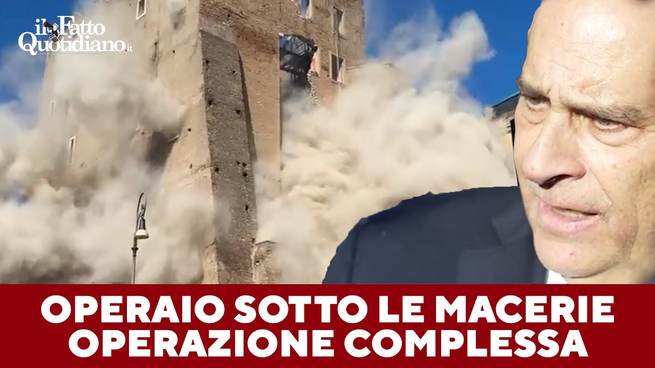 Il prefetto Roma dopo il crollo della torre Conti: "C'è un operaio sotto le macerie, è vivo"