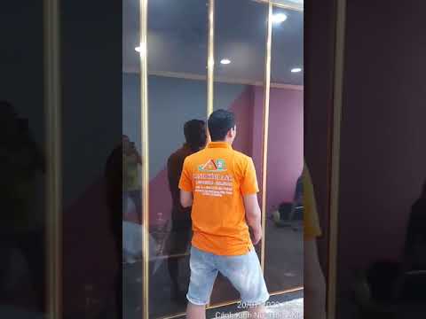 Cánh kính khung nhôm Vàng bóng - Kính trà đậm