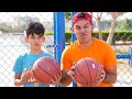 Jason and Alex learn to play basketball | funny school day