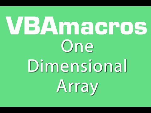 One-Dimensional Array - VBA Macros - Tutorial - MS Excel 2007, 2010, 2013