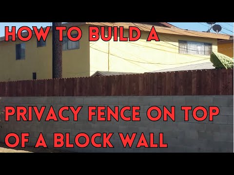 Part of a video titled Build a privacy fence on top of a block wall - YouTube