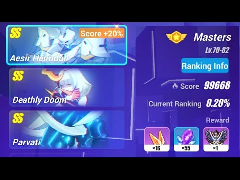 Memorial Arena 99668 pts Heimdall (37376) Parvati (30986) Doom (31306) - Honkai Impact 3