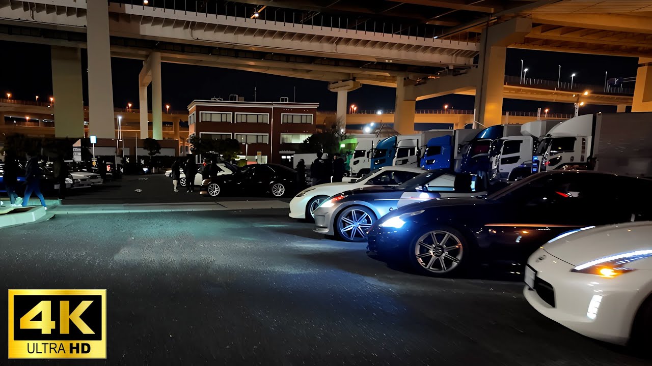 Night Walk in Daikoku Parking – Japan Car Spotting 4K