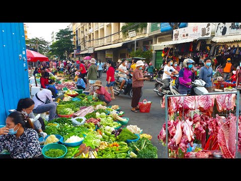 Daily Fresh Food Compilation @ Psar Kromoun  - Morning Street Food Near Boeng Trabaek Market