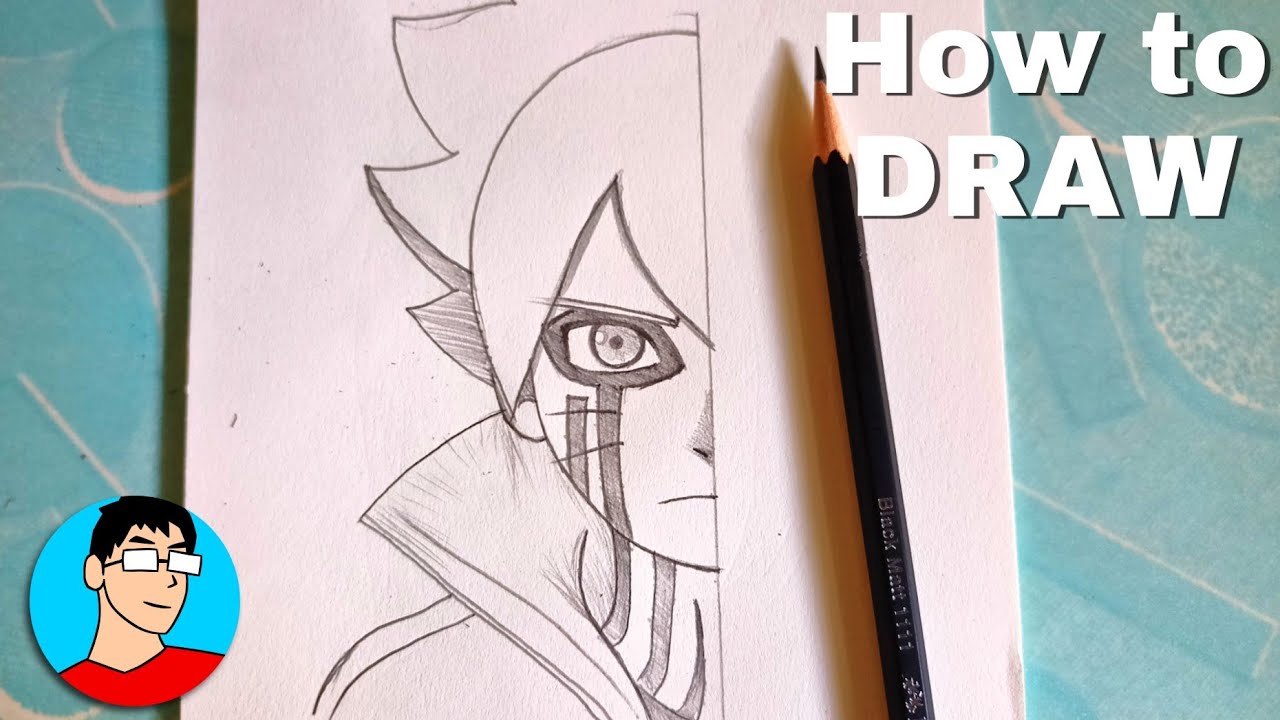 Anime Drawing, How to Draw Boruto Uzumaki (Karma) Step by step Drawing, Boruto Uzumaki Drawing