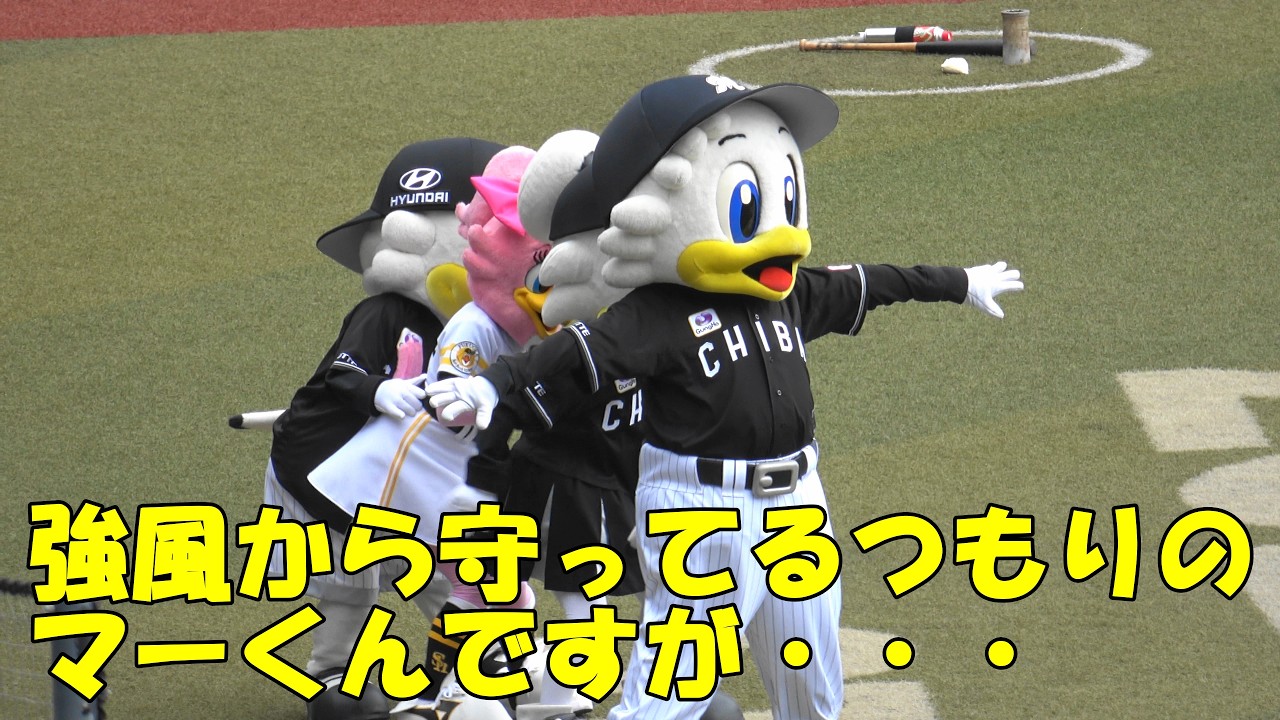 強風からみんなを守ってあげるマーくん、のはずでしたが笑