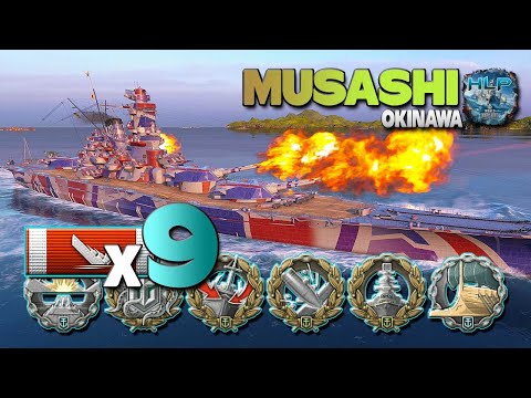 Battleship Musashi: 9 ships destroyed - World of Warships
