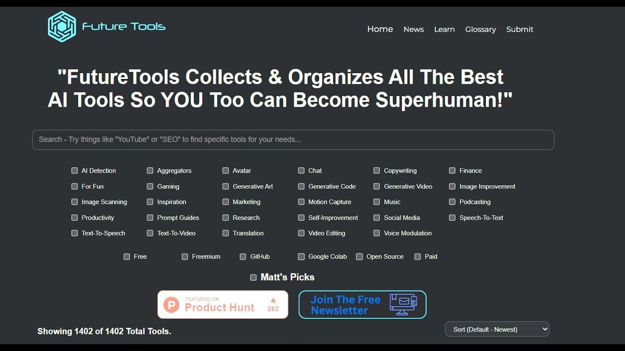 Future Tools Website - Find all the AI tools available on the Web!