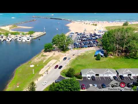 New Buffalo Michigan Packed July 3 Drone Footage 4K Stunning Summer day Pure Michigan!