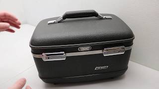 American Tourister Tri-Taper Charcoal Gray Train Case/Luggage MakeUp Case Sewing