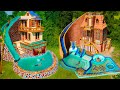 Amazing! Build Top 2 Villa House, Water Slide & Swimming Pool For Entertainment Place In The Forest