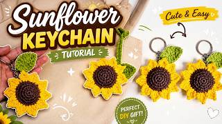 Easy Crochet Sunflower Keychain Tutorial Perfect for BEGINNERS | Crochet Flower Keychain Tutorial 🌻