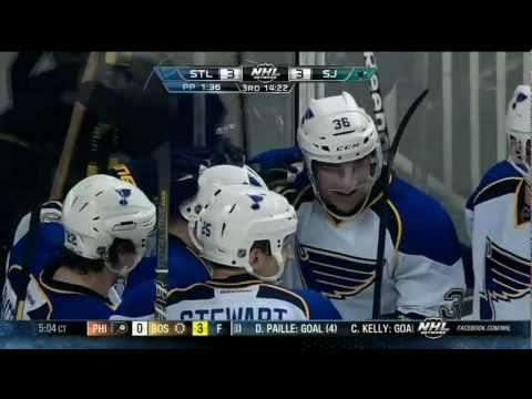 Vladimir Sobotka PPG 3-3 Mar 9 2013 St. Louis Blues vs SJ Sharks NHL Hockey hat trick