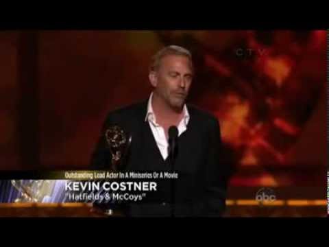 Kevin Costner Winning the Emmy for Lead Actor in a Miniseries/TV Movie" Hatfield & McCoys"