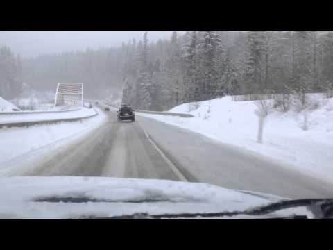 Driving From Whistler to Vancouver Sea to Sky Highway - Snowing - 2nd March 2014