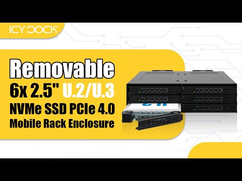 ICY DOCK 6 Bay 2.5" U.2/U.3 NVMe SSD PCIe 4.0 Mobile Rack Enclosure | ToughArmor MB118VP-B