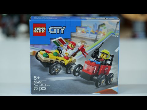 LEGO City 60458 Pizza vs. Fire Truck Race Car Pack - LEGO Speed Build Review