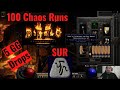 Diablo 2 Resurrected 100 Full Chaos Runs With No Infinity 400MF Lightning Sorceress (5 GG Drops)