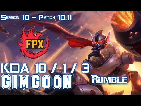 FPX GimGoon RUMBLE vs SYLAS Mid - Patch 10.11 KR Ranked