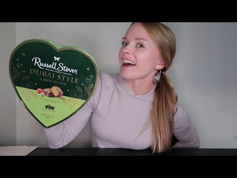 NEW RUSSEL STOVER VALENITINES HEART DUBAI CHOCOLATE BAR  REVIEW