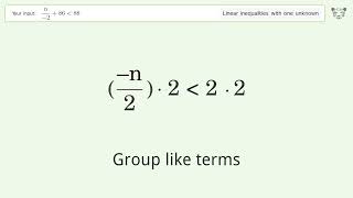 Solving Linear Inequalities: n/(-2)+86 is Smaller Than 88