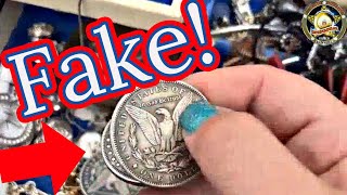 Fake Morgan Dollars at a Flea Market! How to identify fake coins.