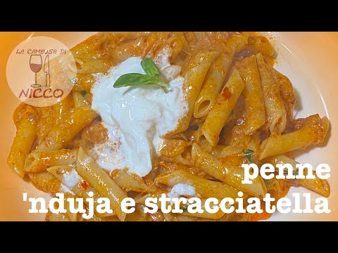Penne (smooth) 'nduja and stracciatella (and yellow cherry tomatoes)