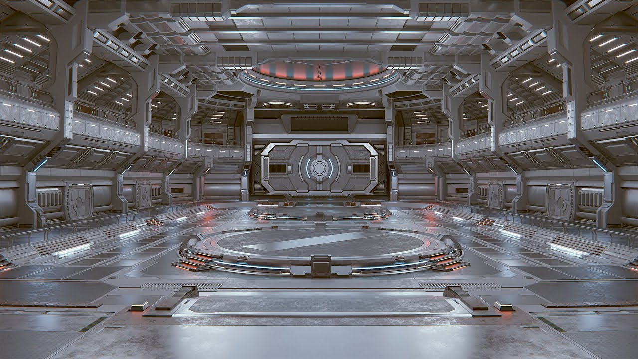 Sci-Fi Industrial Hangar Scene - Quantum 3D Model