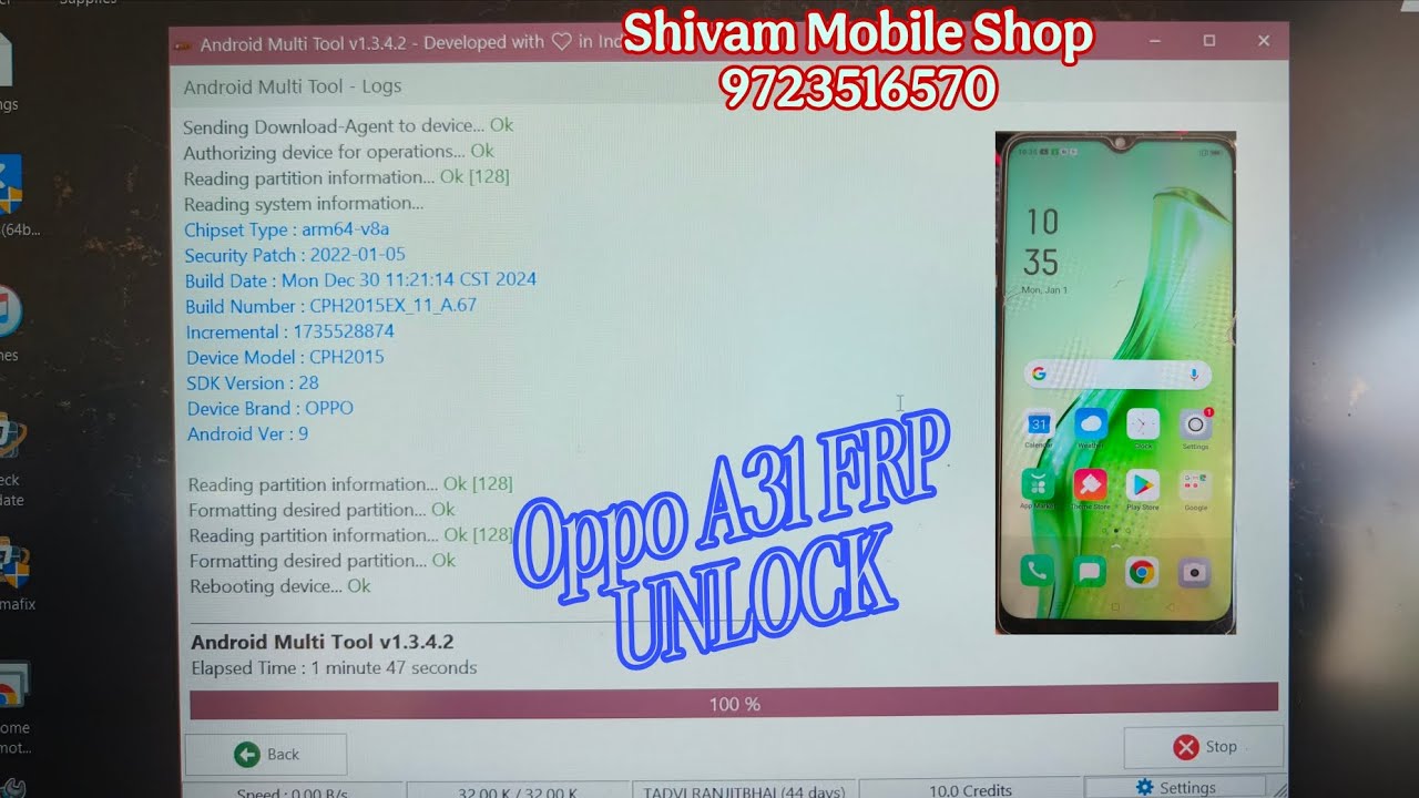 Oppo A31 FRP UNLOCKING___ Android Multi Tool (Free) l Shivam Mobile Shop 
