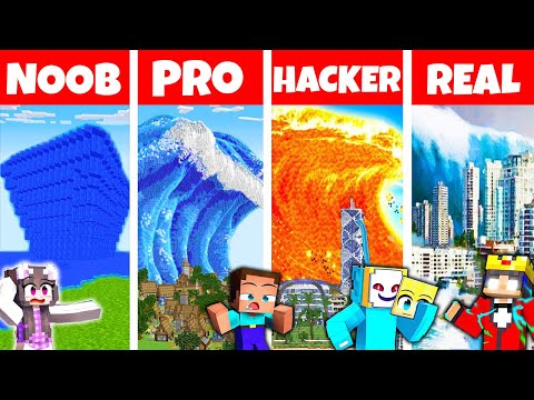 Minecraft NOOB vs PRO vs HACKER: RIESEN TSUNAMI BAU CHALLENGE ⛏