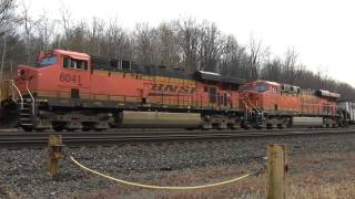 preview picture of video 'BNSF powered coal train meets intermodal - Lilly, PA - 10/26/10'