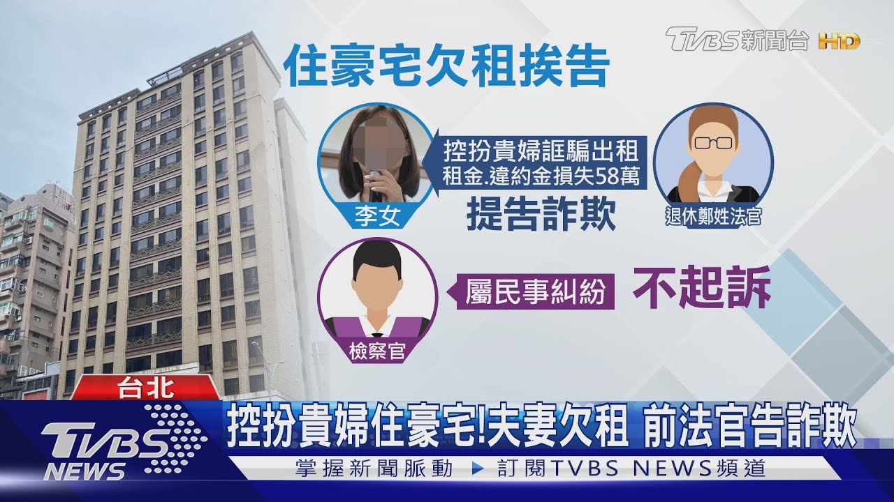 控扮貴婦住豪宅!夫妻欠租 前法官告詐欺