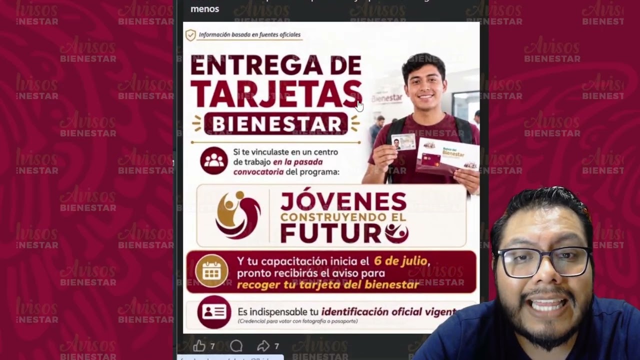 ENTREGA DE TARJETAS BIENESTAR Aprendiz jóvenes construyendo el futuro registrados en junio 2026